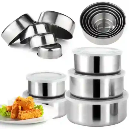 5 Pcs Stainless Steel Food Storage Bowls with Lids Reusable Fresh-keeping Boxes - Image 4