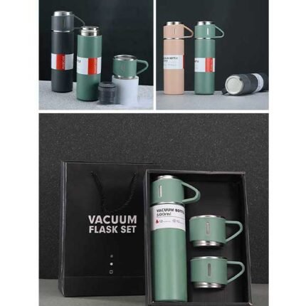 500ml Double-layer Stainless Steel Thermos Coffee Business Travel Water Bottle Tea Infuser Bottle with Portable Water Cup