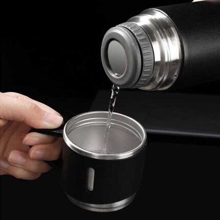 500ml Double-layer Stainless Steel Thermos Coffee Business Travel Water Bottle Tea Infuser Bottle with Portable Water Cup - Image 3