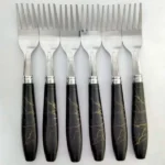 Stainless Steel Fork Spoon set Ceramic Desing With Plastic Handel ( 6 Pcs set)