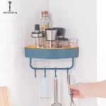 Bathroom Shelf With Hook,Free Punch Wall Corner kitchen Storage Shelves