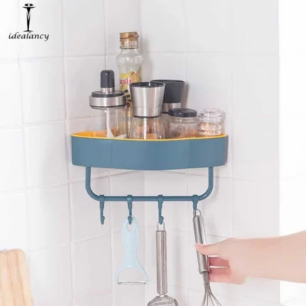 Bathroom Shelf With Hook,Free Punch Wall Corner kitchen Storage Shelves