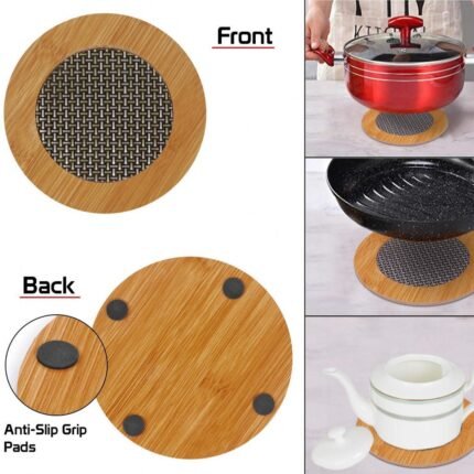 Dinning Table Mat/Wooden Nonslip Heat Pad For Kitchen round - Image 3