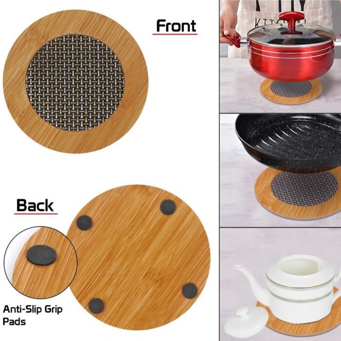 Dinning Table Mat/Wooden Nonslip Heat Pad For Kitchen round - Image 3
