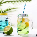 Straw Jar with Lid , Clear Glass Mason Jar (500 ml)
