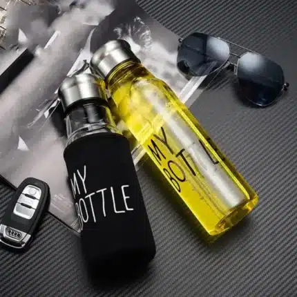 Jazz Style Water Bottle, Aluminum Cap with Glass 550ml - Image 3