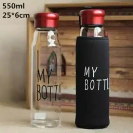 Jazz Style Water Bottle, Aluminum Cap with Glass 550ml - Image 2