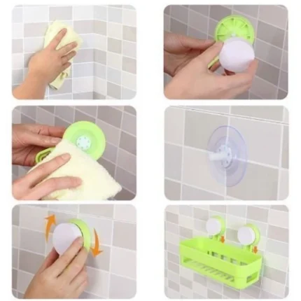 Plastic Vacuum Suction Shelf Wall Mounted Plastic Storage Rack - Image 4