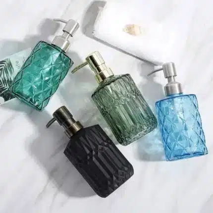 Soap Dispenser Diamond Design Glass Soap Dispenser with Rust Proof Pump - Image 3