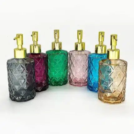 Soap Dispenser Diamond Design Glass Soap Dispenser with Rust Proof Pump - Image 4
