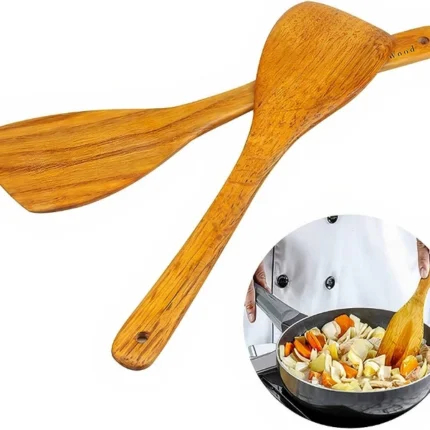 Bamboo Spatula.Long Handle Flat Frying Spatula.