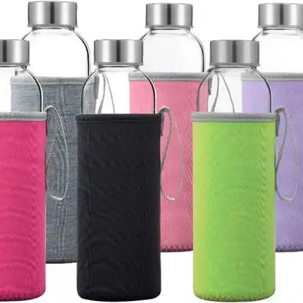 Drinking Glass Bottle 420 ml with cover - Water Bottle - water bottle
