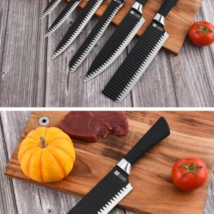 6 Pcs black Knife Set Non-Stick Coating Stainless Steel