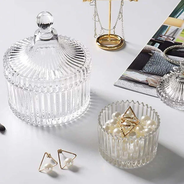 H7a4662fcd7214804852260e5c401c336g Luxury sugar bowl candy Jars with glass lid for home decoration - Image 1