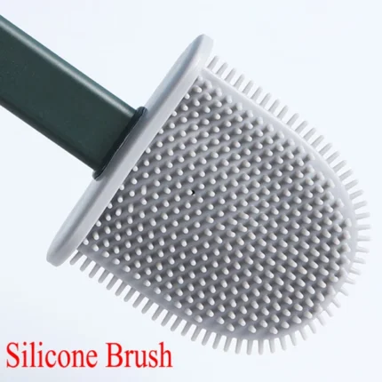 Toilet cleaning brush Water leak proof  silicone base toilet flat head - Image 5