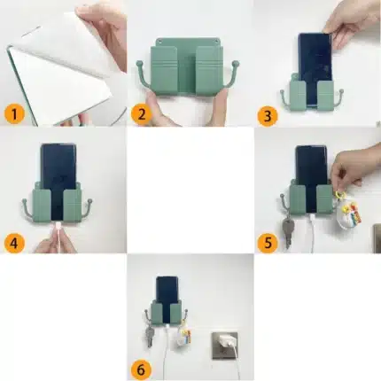 Mobile Phone Charging Hanging Holder Multifunction Wall Mounted Plug Bracket - Image 3