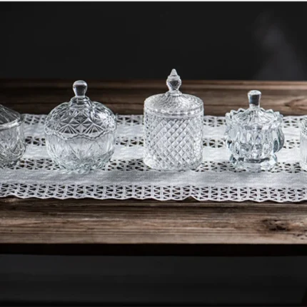 Luxury glass candy with glass lid for home decoration - Image 6