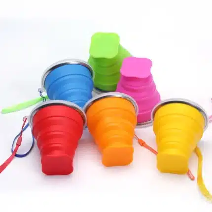 1Pc 200ml/240ml Portable Silicone With Lid Telescopic Collapsible  Travel Water Cup - Image 3