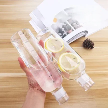 Transparent Bottle 500ml  Large Capacity food grade plastic Water Bottle with Time Marker Water Drink Milk Juice Travel Cup - Image 2