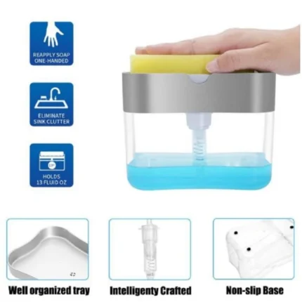 2 in 1 Kitchen Dish Washers Manual Press Soap Pump 380ML Foam Dispenser - Image 2