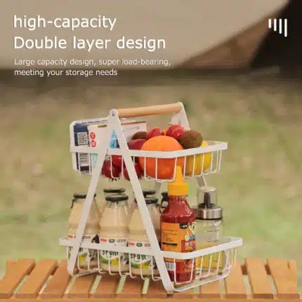 2-Tier Countertop Fruit Basket Storage, Vegetable Rack Bread Display Stand for Kitchen - Image 4