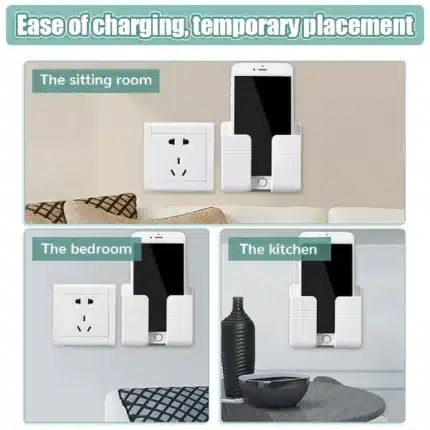 Multifunction Wall Mounted TV Remote Control Mobile Phone Plug Charging Holder - Image 3