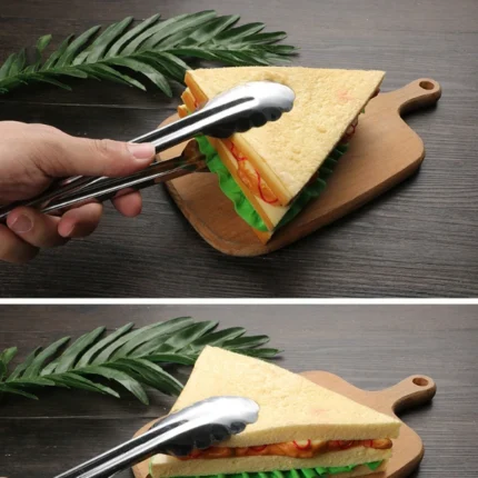 Stainless Steel BBQ Buffet Bread, Ice,3pcs set Cooking Food Clip / Tongs Clamp - Image 3