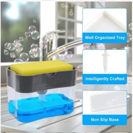 2 in 1 Kitchen Dish Washers Manual Press Soap Pump 380ML Foam Dispenser - Image 3