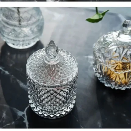 Luxury glass candy with glass lid for home decoration - Image 4