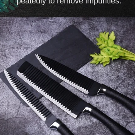 6 Pcs black Knife Set Non-Stick Coating Stainless Steel - Image 2