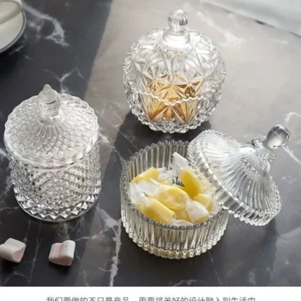 Luxury glass candy with glass lid for home decoration - Image 5
