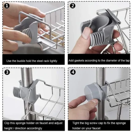 1pcs Hanging Faucet Rack Stainless Steel Adjustable Height - Image 4