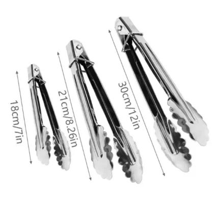 Stainless Steel BBQ Buffet Bread, Ice,3pcs set Cooking Food Clip / Tongs Clamp - Image 5