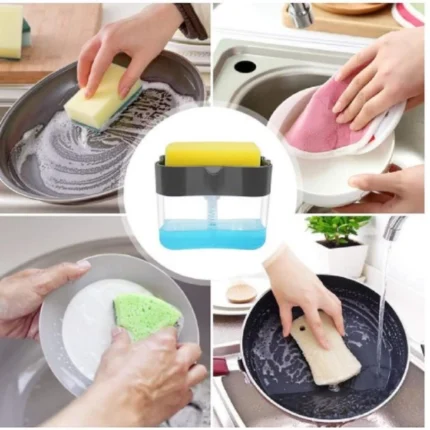 2 in 1 Kitchen Dish Washers Manual Press Soap Pump 380ML Foam Dispenser - Image 4