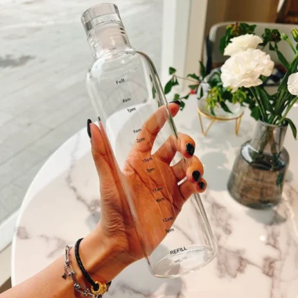 Transparent Bottle 500ml  Large Capacity food grade plastic Water Bottle with Time Marker Water Drink Milk Juice Travel Cup - Image 9