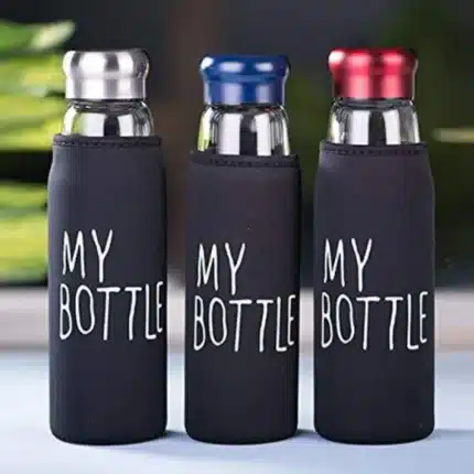 Jazz Style Water Bottle, Aluminum Cap with Glass 550ml - Image 4