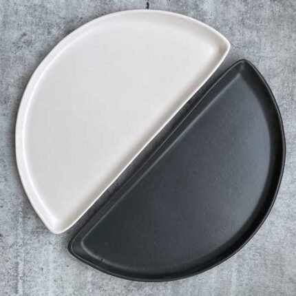 10*5 inch Half moon shaped white ceramic plate - Image 2