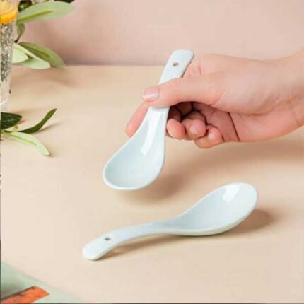 Plain White Ceramic Spoon (6 pcs)