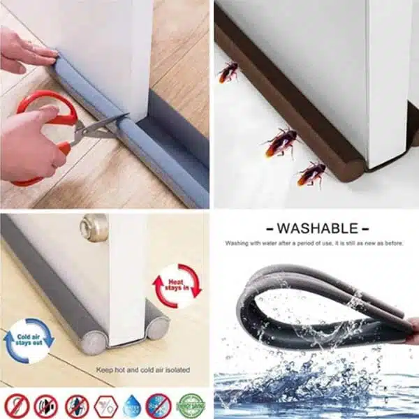 36 inches Door Bottom Seal EVA Door Seal Gap Under Door Glue-free SoundProof Windproof Dustproof Foldable Door Bottom Foam Sealing Strip