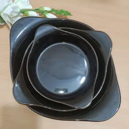 3pis Black Round Serving Dish set - Image 3
