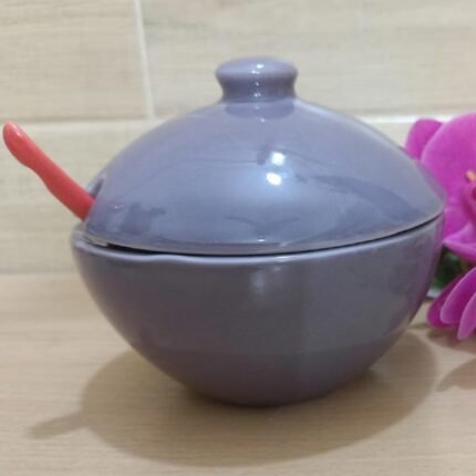 Ceramic Salt Pot with spoon- Multicolor - Image 2