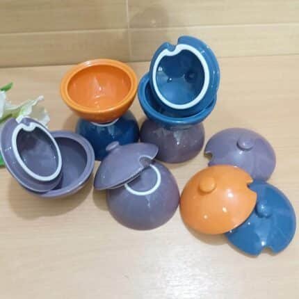 Ceramic Salt Pot with spoon- Multicolor