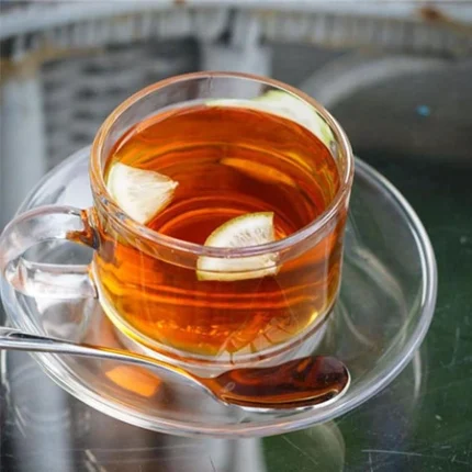 glass tea cup with souser