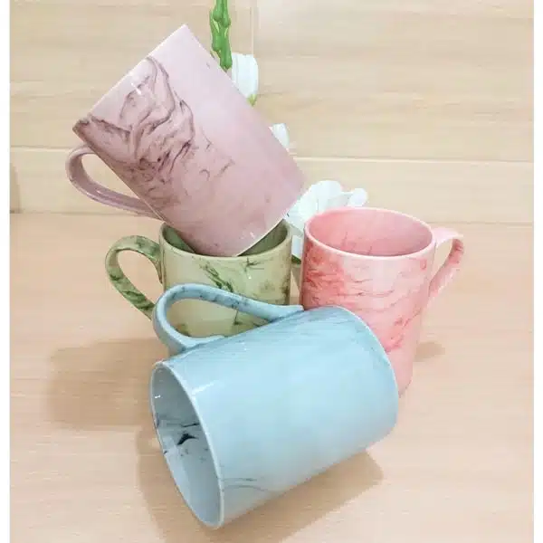 4 pc 4 color Marbel Printed Ceramic Mug . - Image 1
