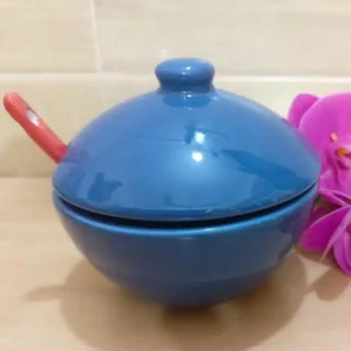 Ceramic Salt Pot with spoon- Multicolor - Image 4