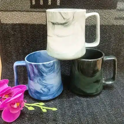Marble Colored Ceramic Mugs 3 pcs (1 set)