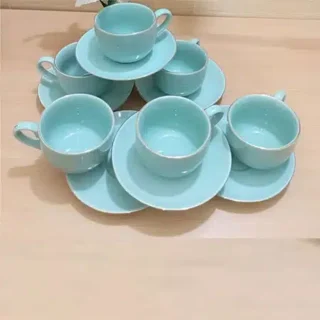 sky blue cup with saucer