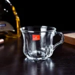 Glass design tea cup set with soucer