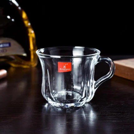 Glass design tea cup set with soucer