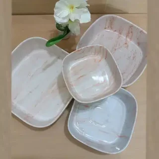 white marbel square serving dish